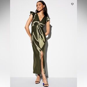 Olive Green Satin Evening Dress